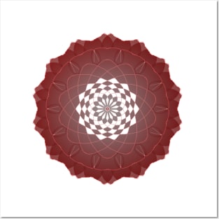 coral color  Mandala floral Intricate Patterns Symmetrical Design Posters and Art